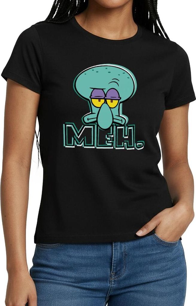 Spreadshirt SpongeBob Schwammkopf Thaddäus Q. Tentakel Frauen T-Shirt, L, Schwarz