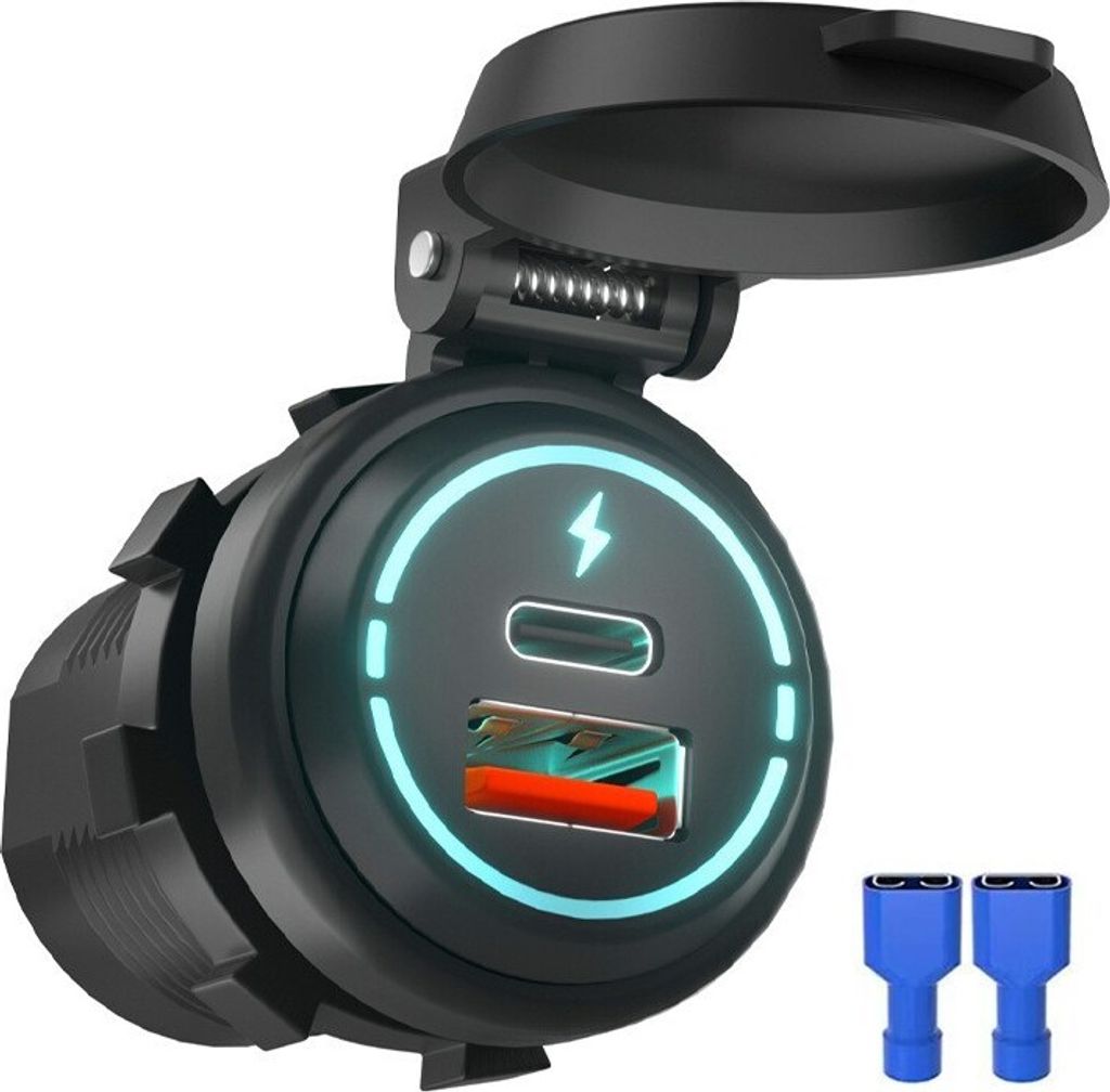 INF Autoladegerät 12V/24V QC3.0 mit Schutzhülle Schwarz