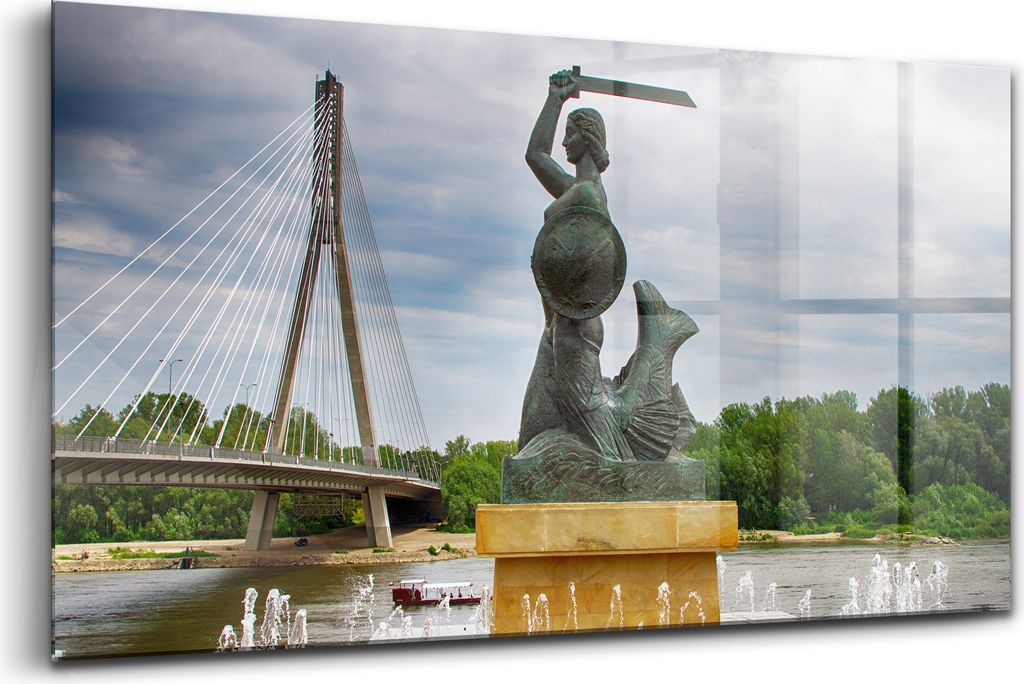 120x60 - Glasbilder - Bilder auf Wandbild - Foto auf Glas - Das Meerjungfrauen-Denkmal in Warschau