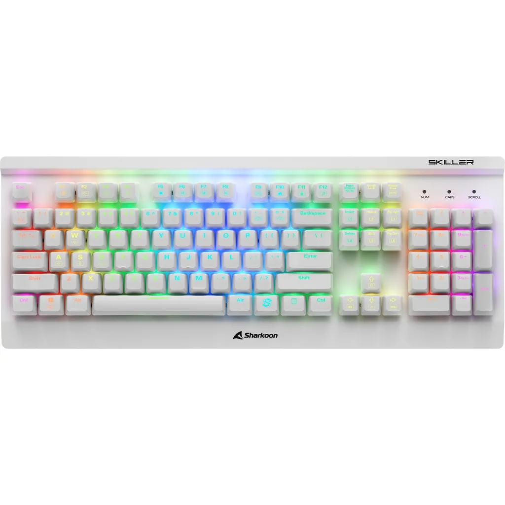 Sharkoon Skiller SGK3 Clavier Mécanique Robuste US Blanc Bleu Anti-Ghost