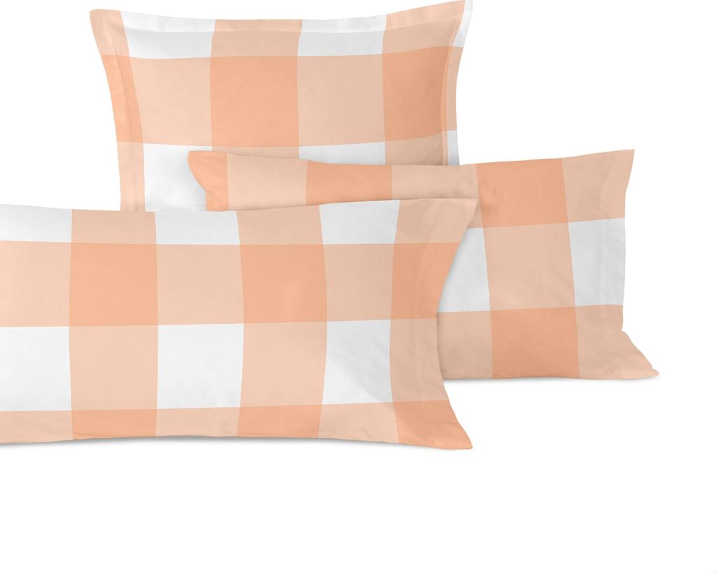 Gingham Kissenbezug Pfirsich 60x70 cm 100% Baumwolle Hergestellt in Europa