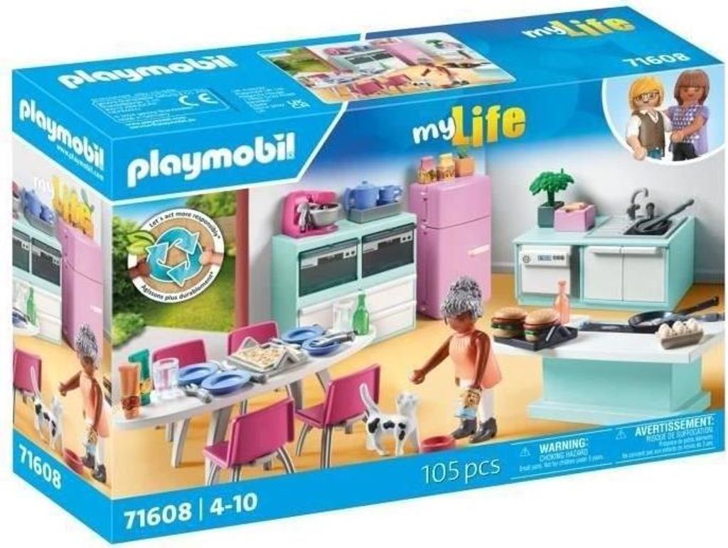PLAYMOBIL Küche mit Kochinsel, My Life Architektenhaus, 105 Teile, 4+ Jahre