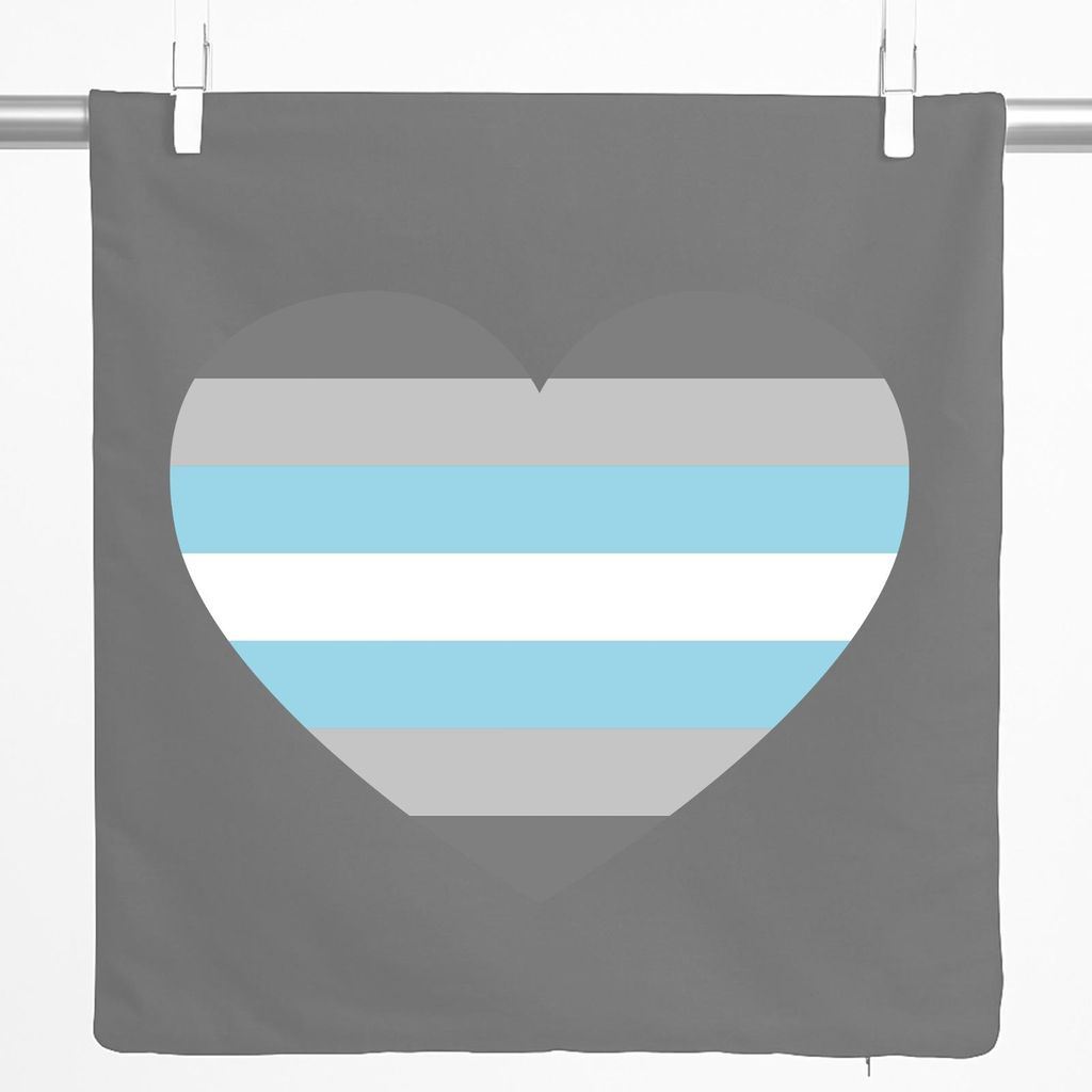 Huuraa Kissenbezug Demiboy Pride Flagge LGBTQ Herz 40x40cm Steel Grey Baumwolle Dekokissenbezug Geschenkidee