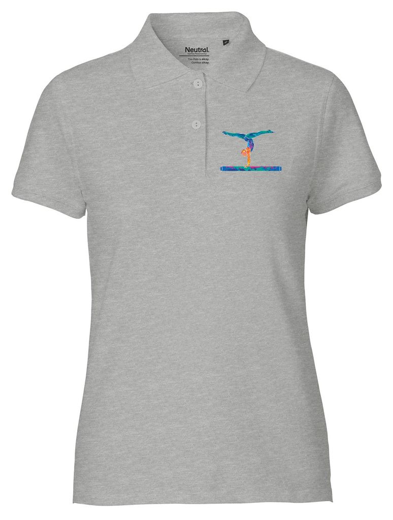 Huuraa Damen Polo Shirt Gymnastik Schwebebalken XL Sport Grey Bio Baumwolle Fairtrade Poloshirt Geschenkidee