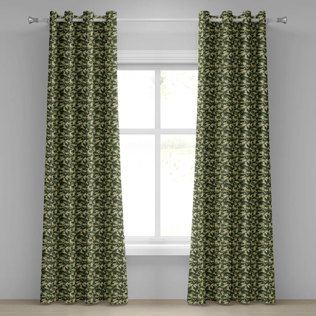 Rideau à œillets ABAKUHAUS Camo en 2 panneaux 280x175 cm Vert Jungle