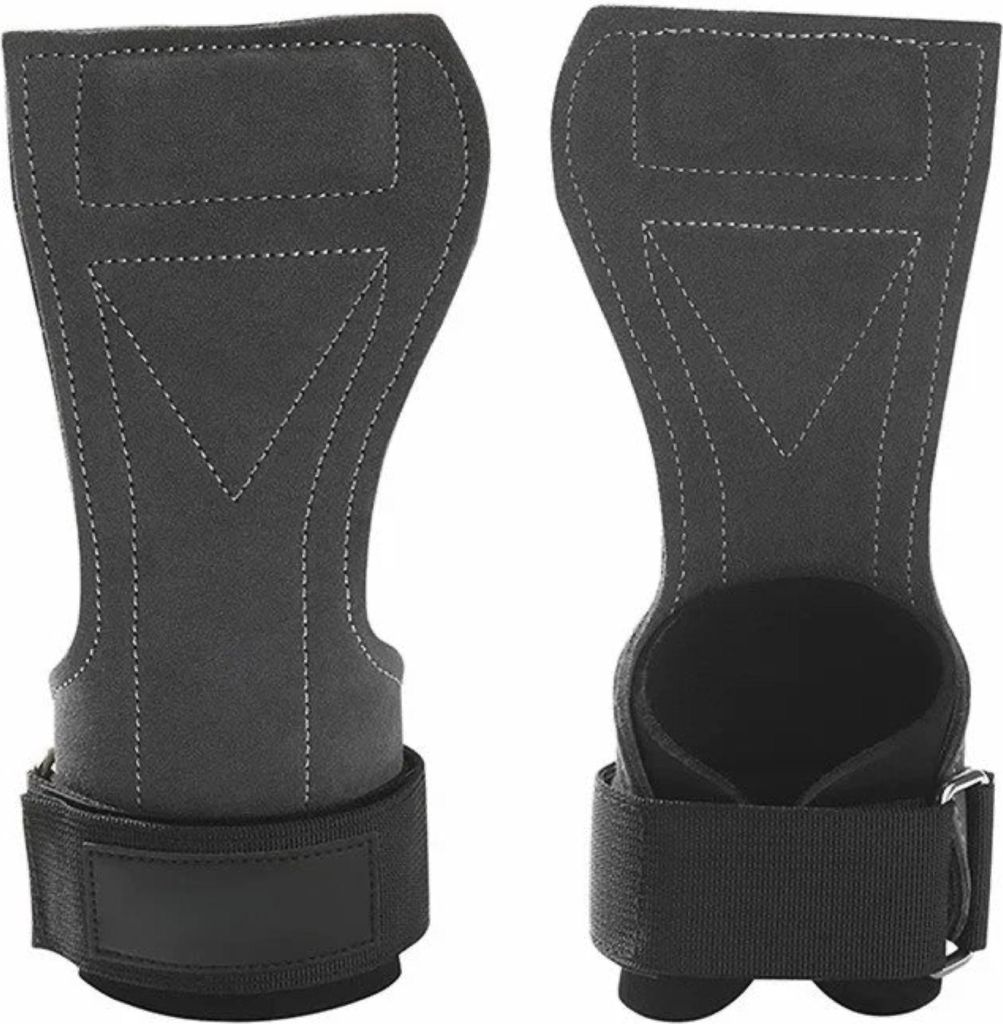 Premium Griffhilfen mit Handgelenkstütze aus Leder – Rutschfeste Zughilfen für Kreuzheben, Klimmzüge & Krafttraining, Profi Fitness-Zughaken f...