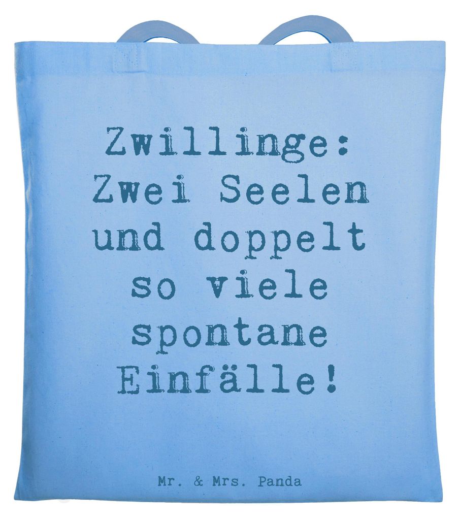Mr. & Mrs. Panda Jutetasche Spruch Zwillinge Abenteuer - Sky Blue - Geschenk, Dualität, Tasche, Einzigartig, Horoskop, Schultasche, Tierkreiszeich...