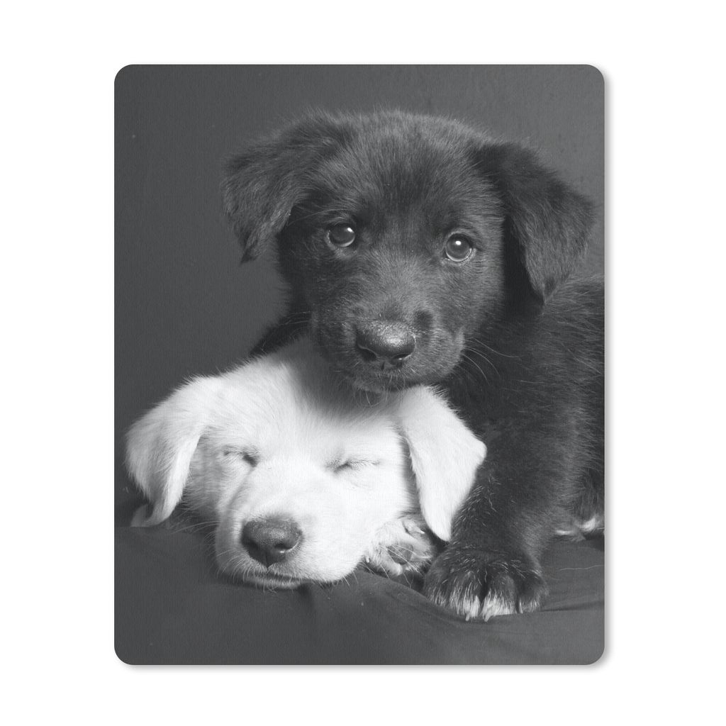 MuchoWow Mauspad Mousepad Hunde - Welpe - Schwarz - Weiß - Tiere 19x23 cm - Mousepads - Maus Mat - Pad - Mausunterlage - Mauspads - Spielen