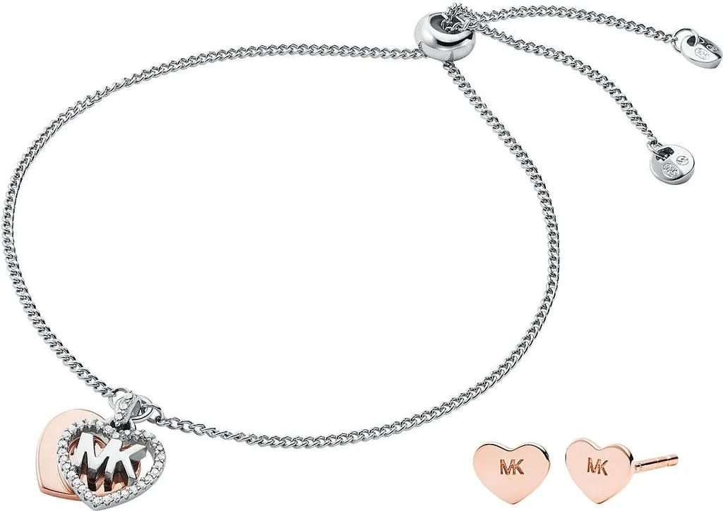 Parure Bijoux Femme Michael Kors avec Collier et Clous d'Oreilles Argent