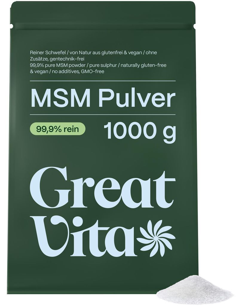 GreatVita MSM in polvere 1000g | metilsulfonilmetano puro Immagine del prodotto 