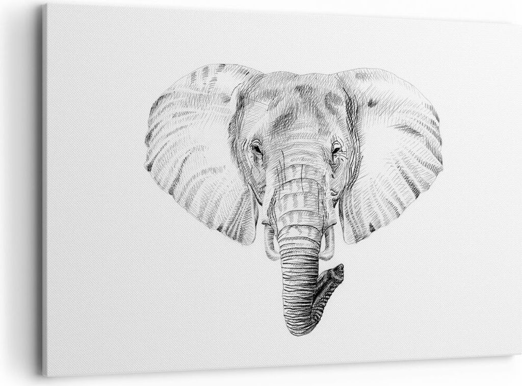 Bild auf Leinwand - Leinwandbild - Elefant Afrika Illustration Kinder - 120x80cm - Wand Bild - Wanddeko - Leinwanddruck - Bilder - Kunstdruck - Lei...