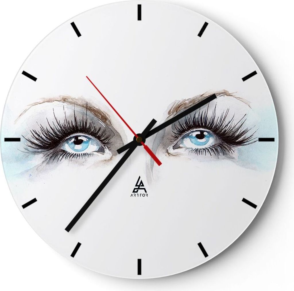 Wanduhr - Rund - Glasuhr - Mädchen Fantasie Augapfel menschliches - 30x30cm - Schleichendes Uhrwerk - Lautlos - zum Aufhängen bereit - Dekoration...