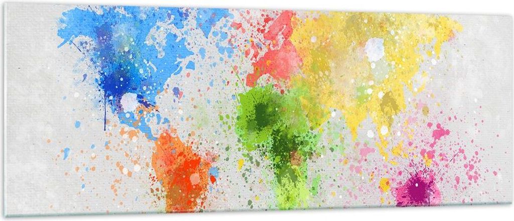 Bilder auf glas - Karte Welt modern - 140x50cm - Glasbilder - Wandbilder - Kunstdruck - zum Aufhängen bereit - Wanddekoration aus Glas - Glas Bild...
