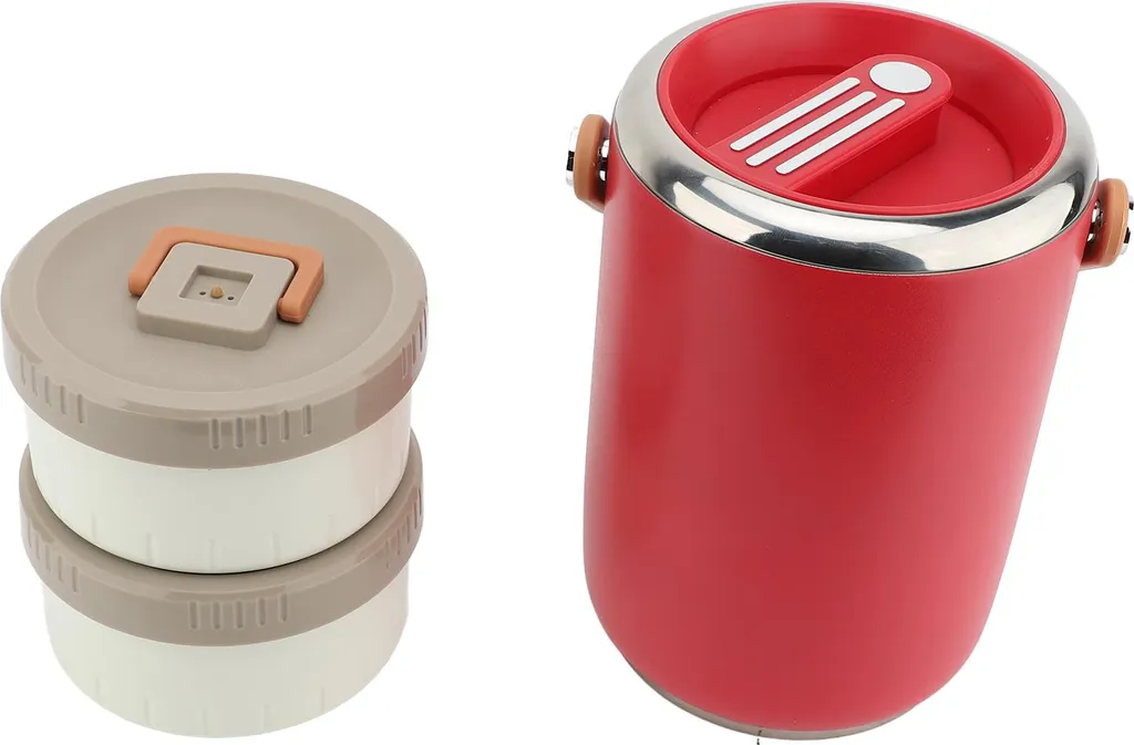 Lunch box isotherme 2L en inox 304 empilable pour repas chauds rouge
