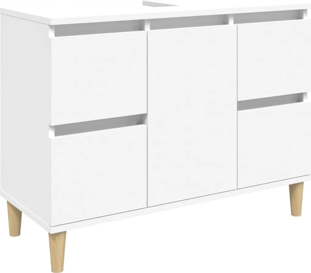 Base Mobiletto 80x33x60 cm in Legno Bianco - Struttura Rinforzata