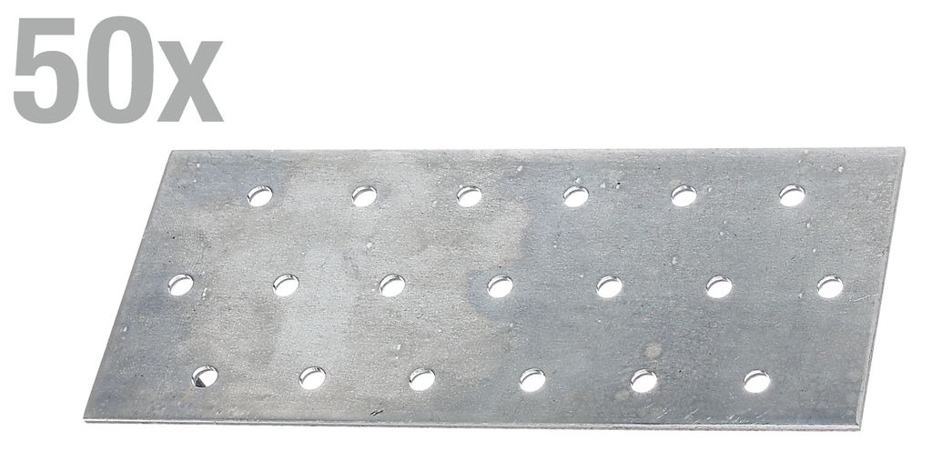 Alberts 50 x Lochplatten 140 x 60 mm – verzinkt, Flachverbinder, Lochblech & Metallplatte