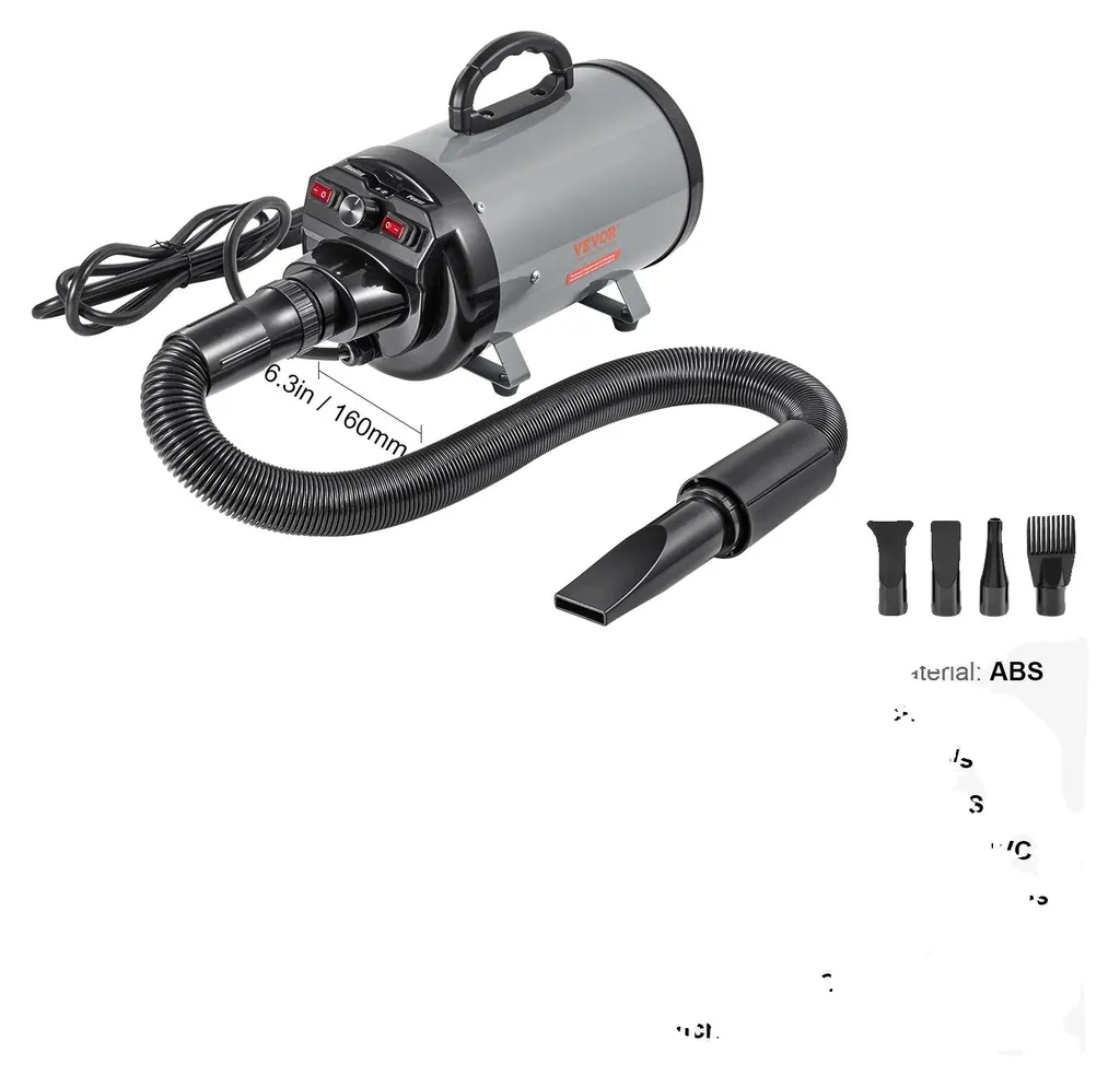 Sèche-cheveux pour chiens 2000W gris, Pulseur professionnel 70m/s