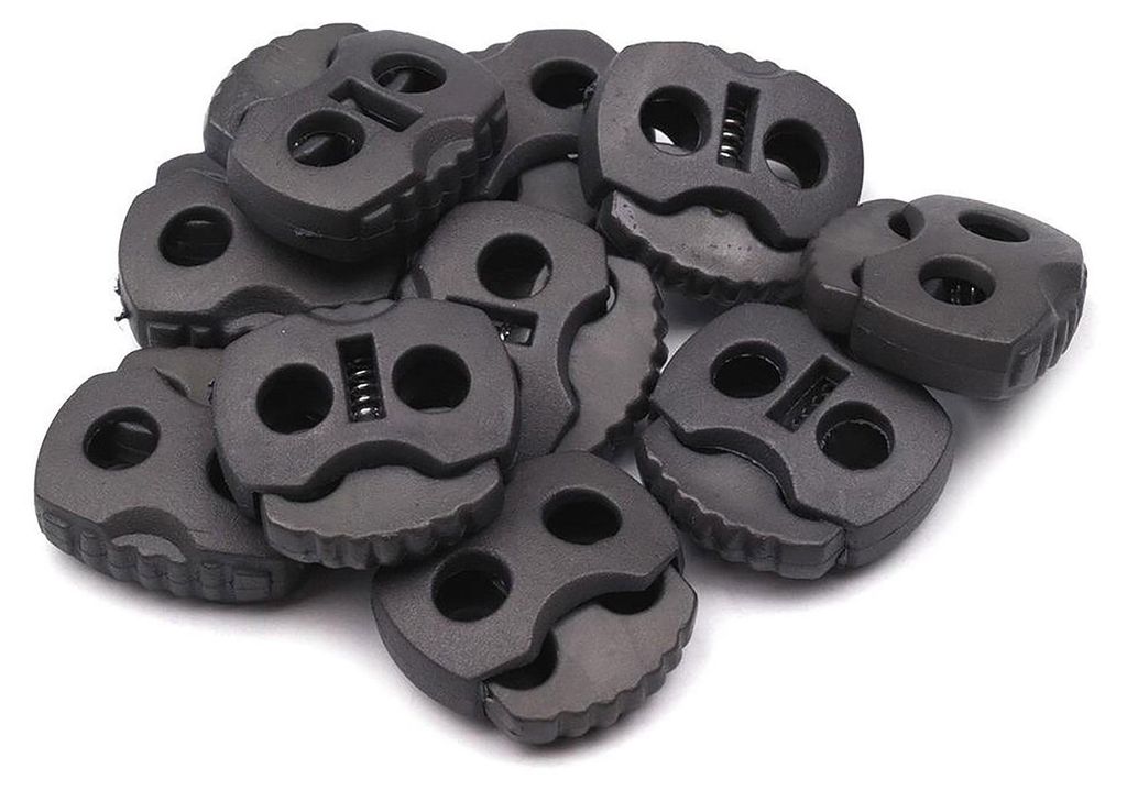10 Kordelstopper mit zwei Löchern 20x20mm, Durchzug 5mm - Produktbild 