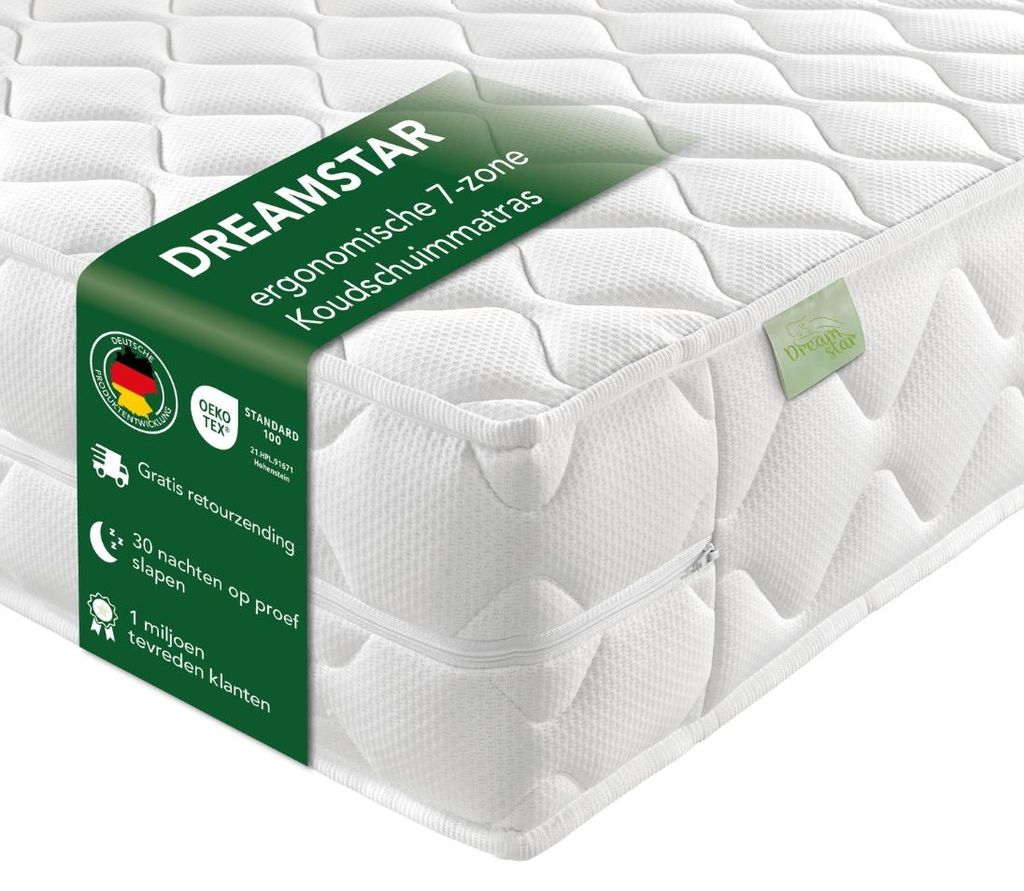 Ergonomische 7-zone XXL omkeerbare matras | 120 x 200 cm | Productafbeelding 
