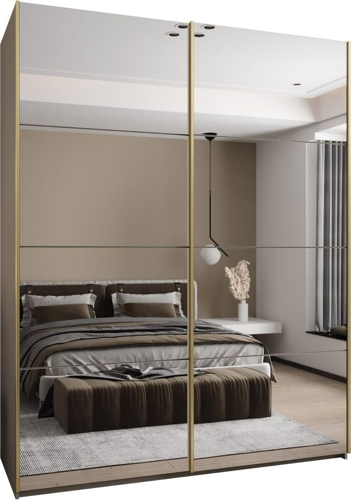 MEBLE KRYSPOL LUX 2 Schrank - 245,5x190x64cm - Kaschmir, Kaschmir, Gold