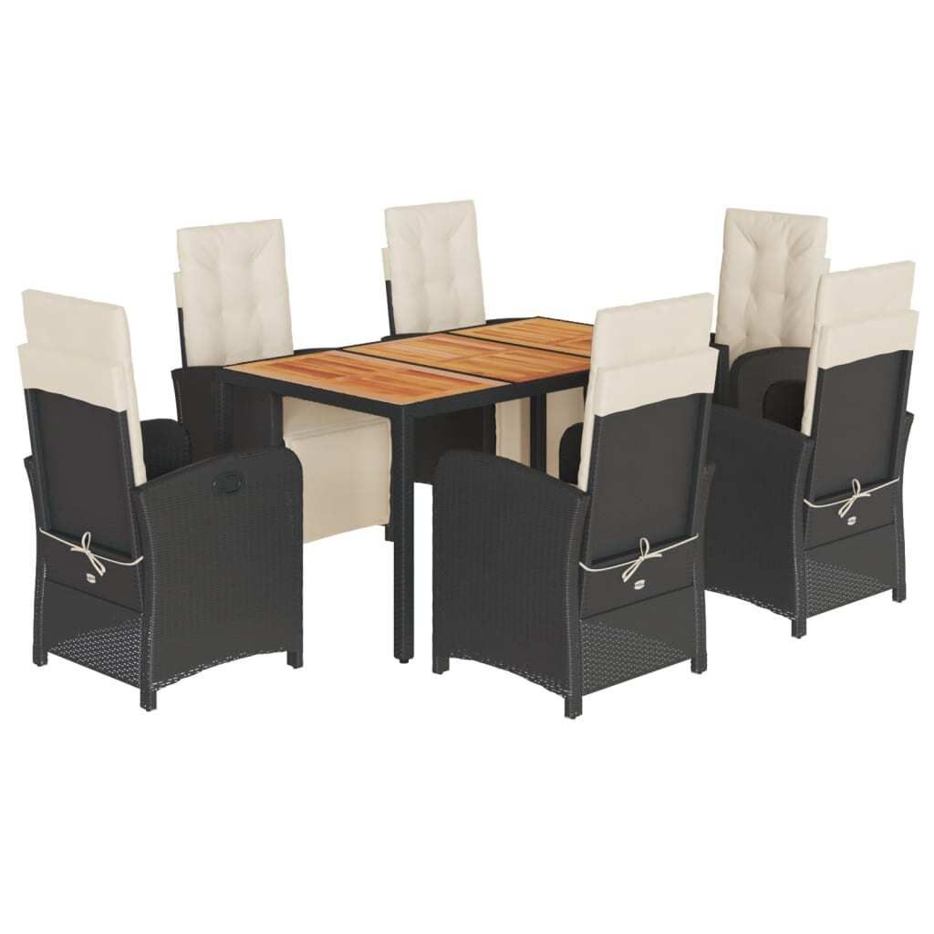"im Sonderangebot" 7-tlg. Garten-Essgruppe - elegantes Design - Sitzgruppe/Gartenmöbel-Set - mit Kissen Schwarz Poly Rattan - Terassenmöbel DEMö...