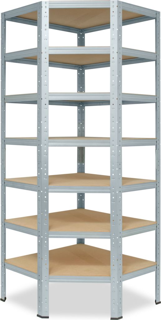 shelfplaza HOME 230x70x40 cm Eckregal in verzinkt mit 7 Böden und 125 kg Traglast pro Boden