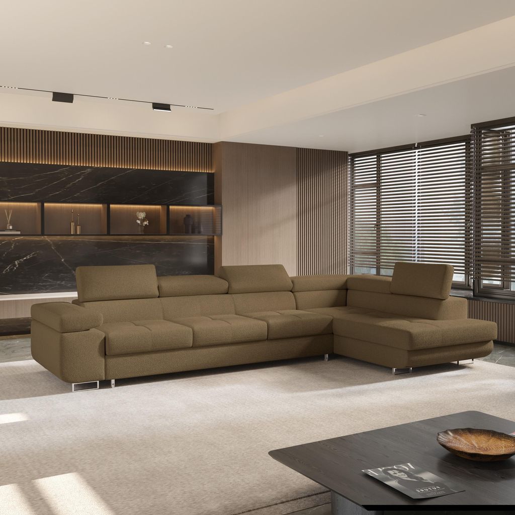 Masseno Ecksofa VICENTE mit Schlaffunktion L-Form, Sofa mit Bettkasten, Wohnzimmersofa, Couch, Soffa, Bettsofa, Couchgarnitur- Orange, QUELLE 17