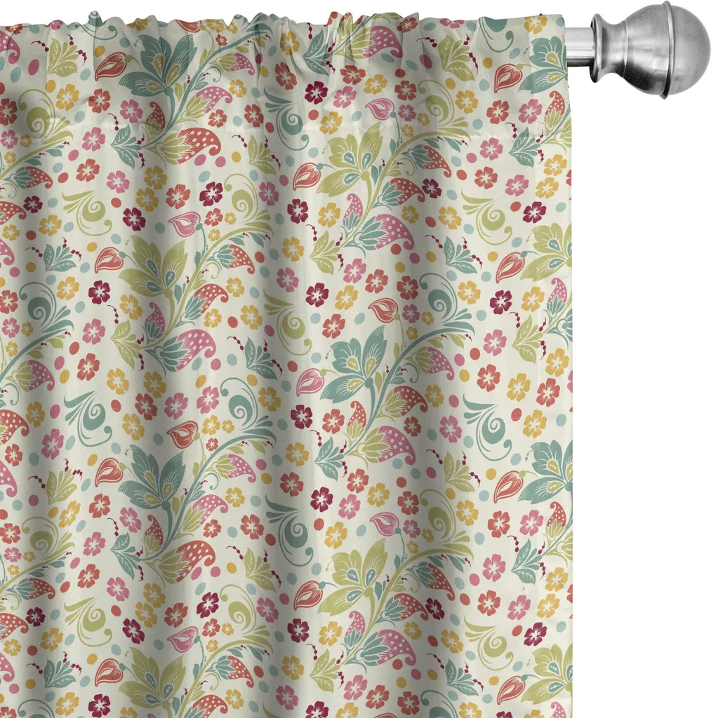 Set 2 Tende ABAKUHAUS 75x175 cm Multicolore - Stampa Floreale Lavabile