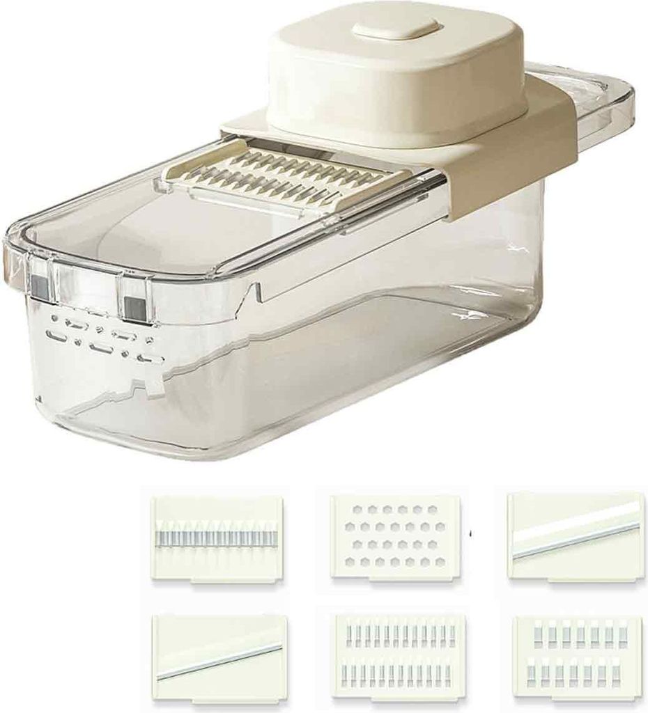 Gemüseschneider, multifunktionaler 6-in-1-Gemüseschneider, Karottenschäler mit Handschutz, Knoblauchschneider, Kartoffelreibe, arbeitssparende G...