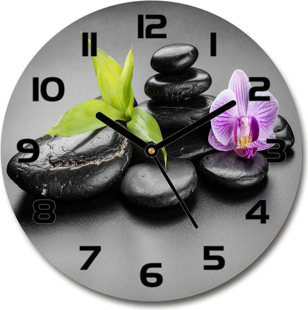 Wanduhr aus Glas 30fi Glasbild Glasuhr Gehärtetes Glas - schwarze-zeiger - Zen stones