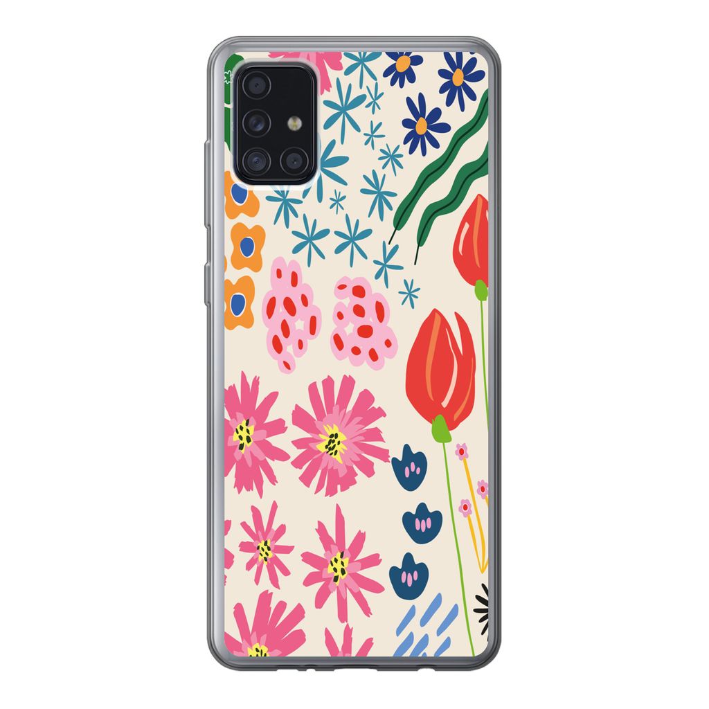 MuchoWow Handyhülle Schutzhülle Hülle für Samsung Galaxy A52 5G Blumen - Gestaltung - Tulpe Silikon Softcase Handy Hülle - Umschlag