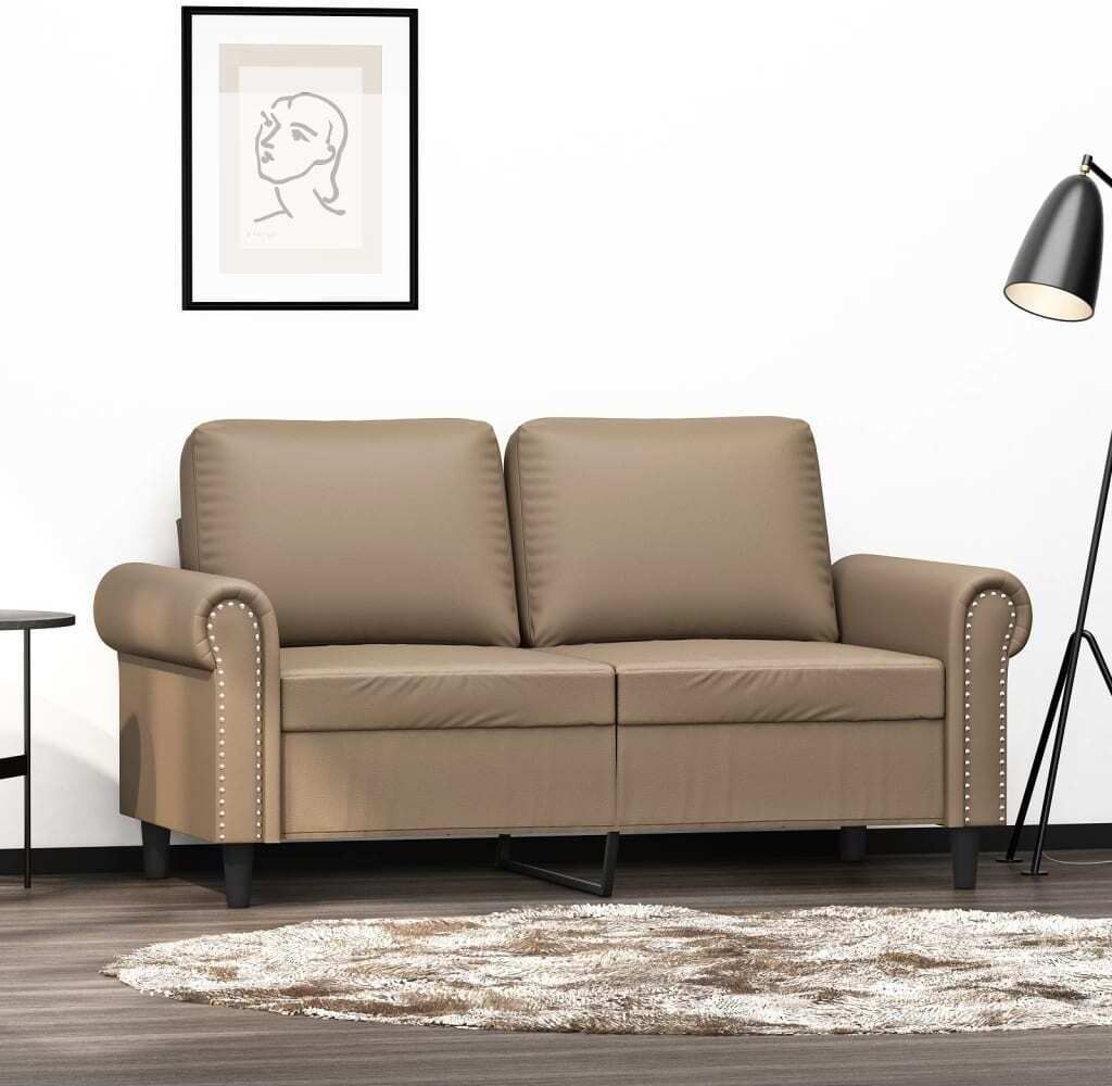 Möbel Glamour 2-Sitzer-Sofa Sofagarnitur Couchgarnitur Cappuccino-Braun 120 cm Kunstleder - Klassische Sofas CC2466336