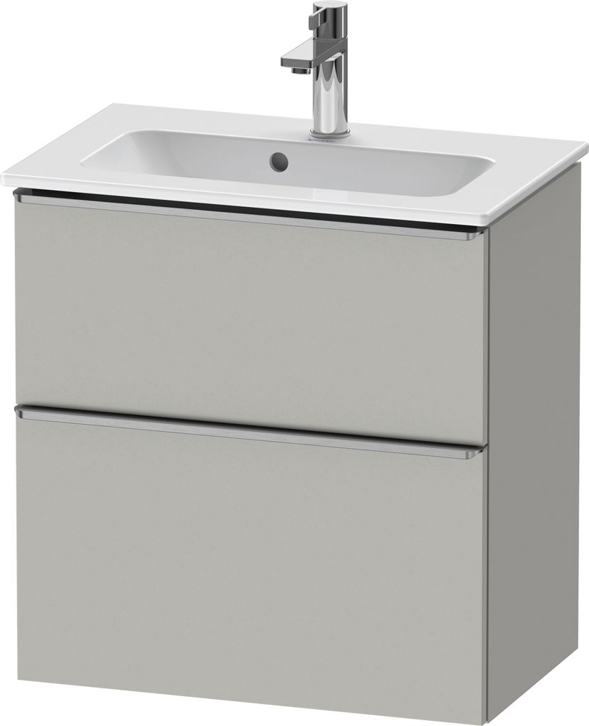 Duravit D-Neo Waschtischunterbau wandhängend, Compact, 610x625x372mm, 1 Auszug, 1 Schubkasten, mit Griff Edelstahl gebürstet, DE4368070070000