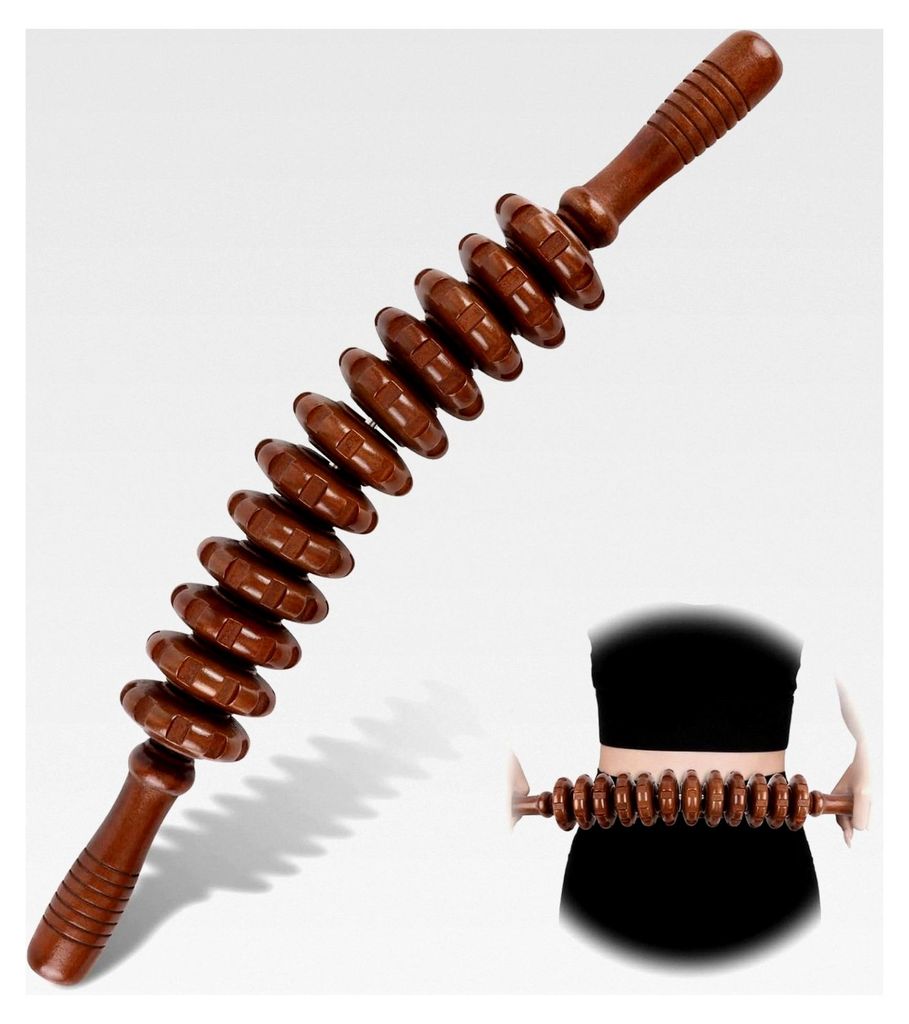 Faszienrolle aus Holz, Anti-Cellulite Massageroller für Lymphdrainage und Muskelentspannung