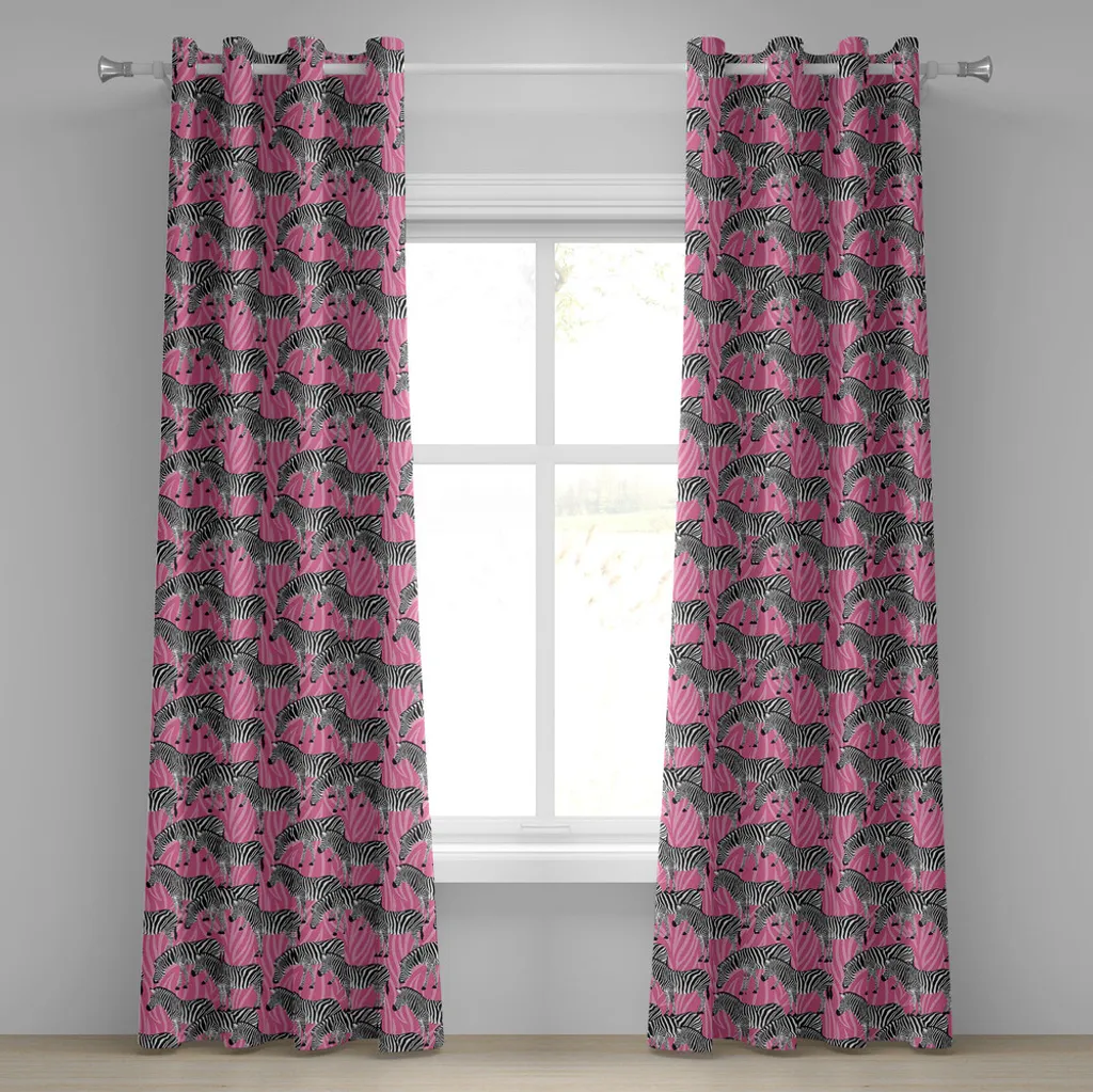 Rideau zèbre rose pastel à œillets 2 panneaux style indie pour salon