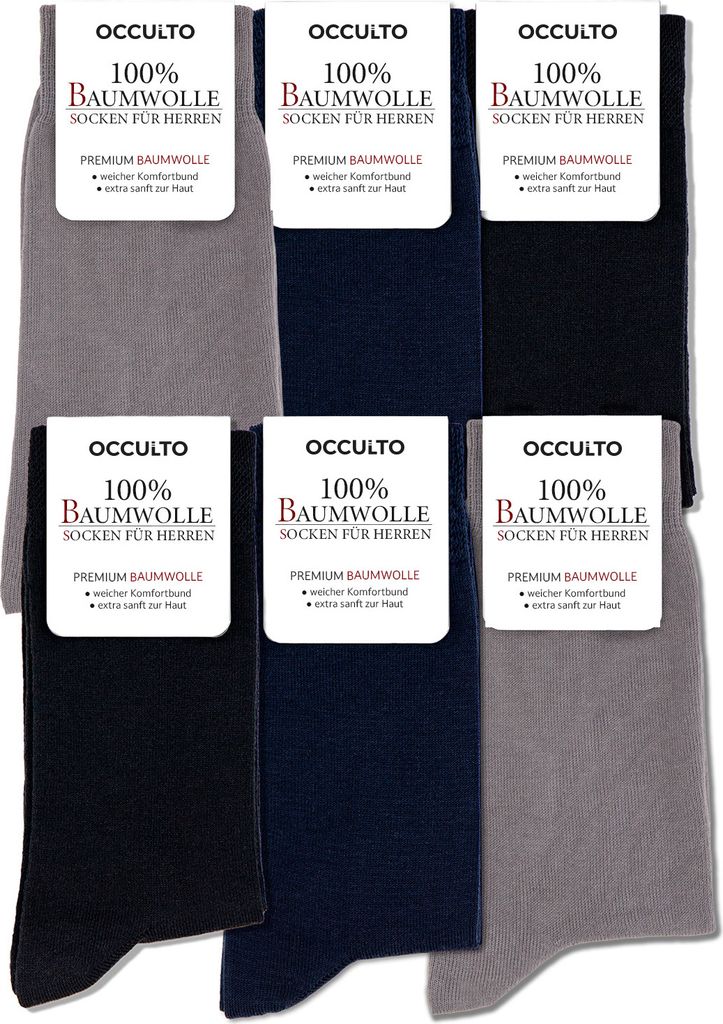 Occulto Herren 100% Baumwollsocken 6er Pack (Modell: Roland) BlueMix 39-42