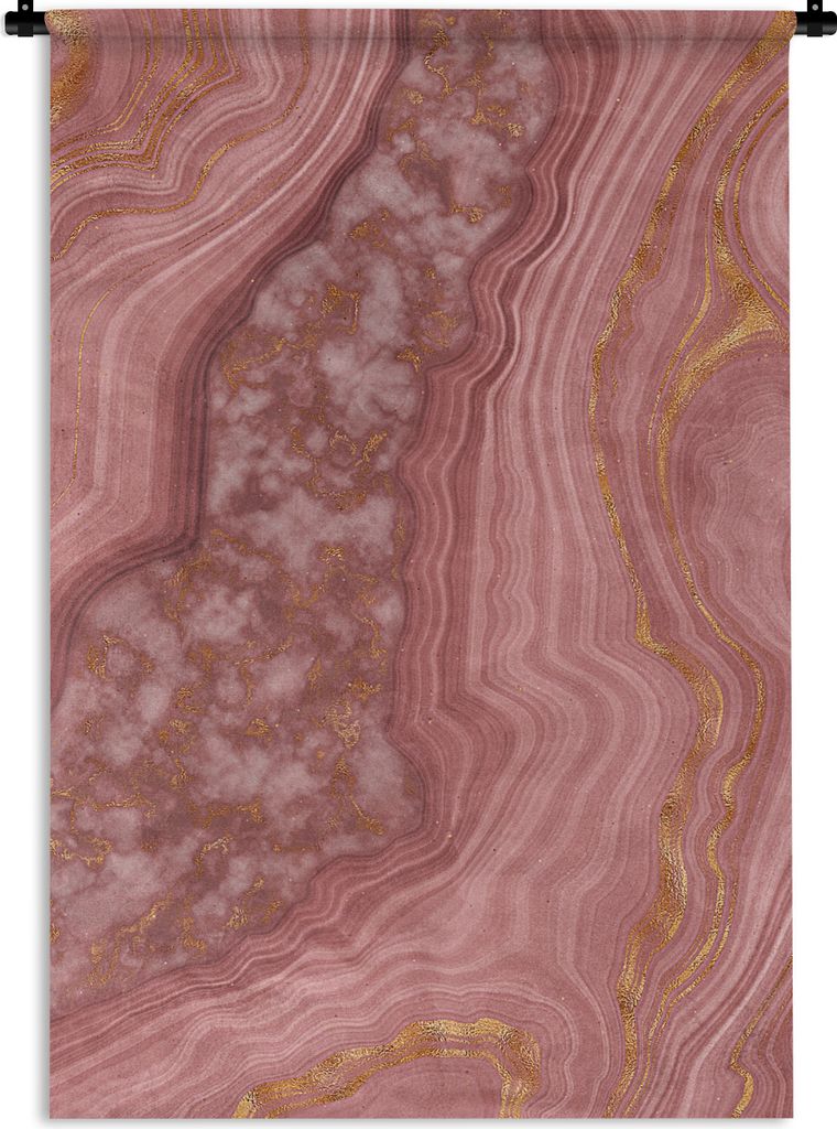 MuchoWow Wandteppich Wandbehang Marmor - Rosa - Muster 60x90 cm Tapisserie Dekoration Wandtuch - Foto-Teppich - Abwaschbar