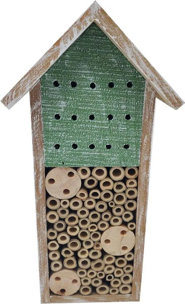 Nichoir pour abeilles solitaires en bois de chêne et bambou naturel 30cm