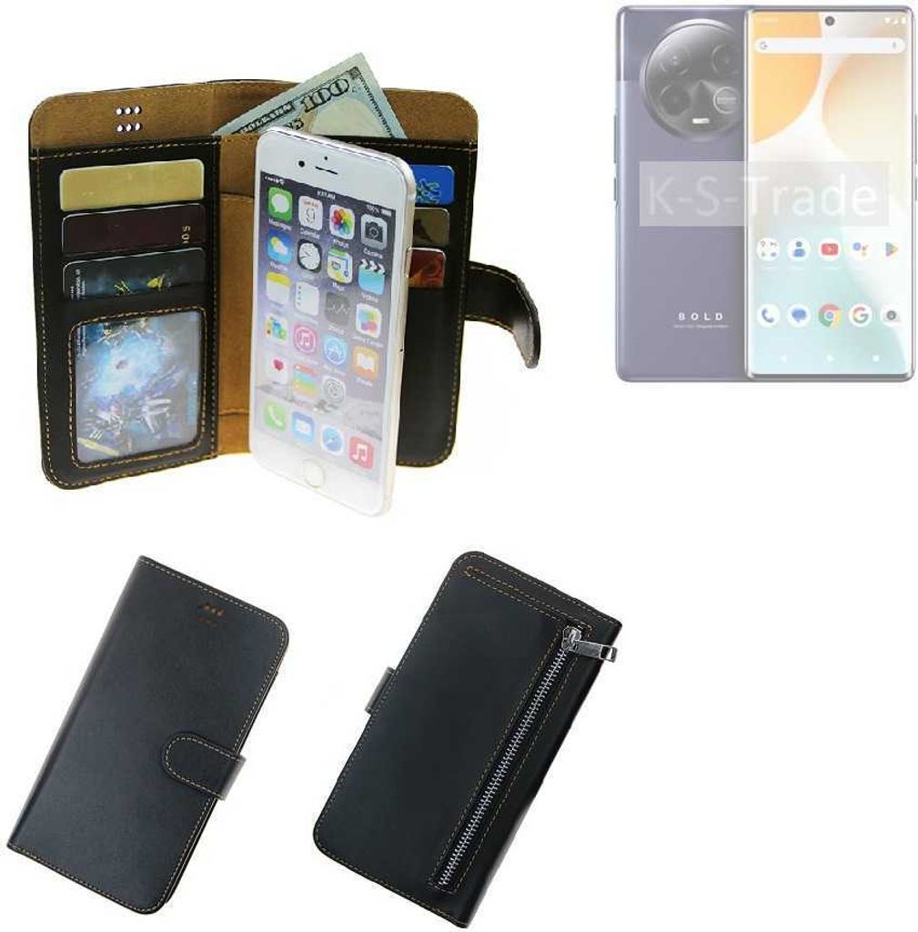 K-S-Trade Schutz Hülle kompatibel mit BLU Bold K50 Klapphülle Case Phone cover Slim Handytasche Handy Hülle schwarz aus Kunstleder (1 Stk)