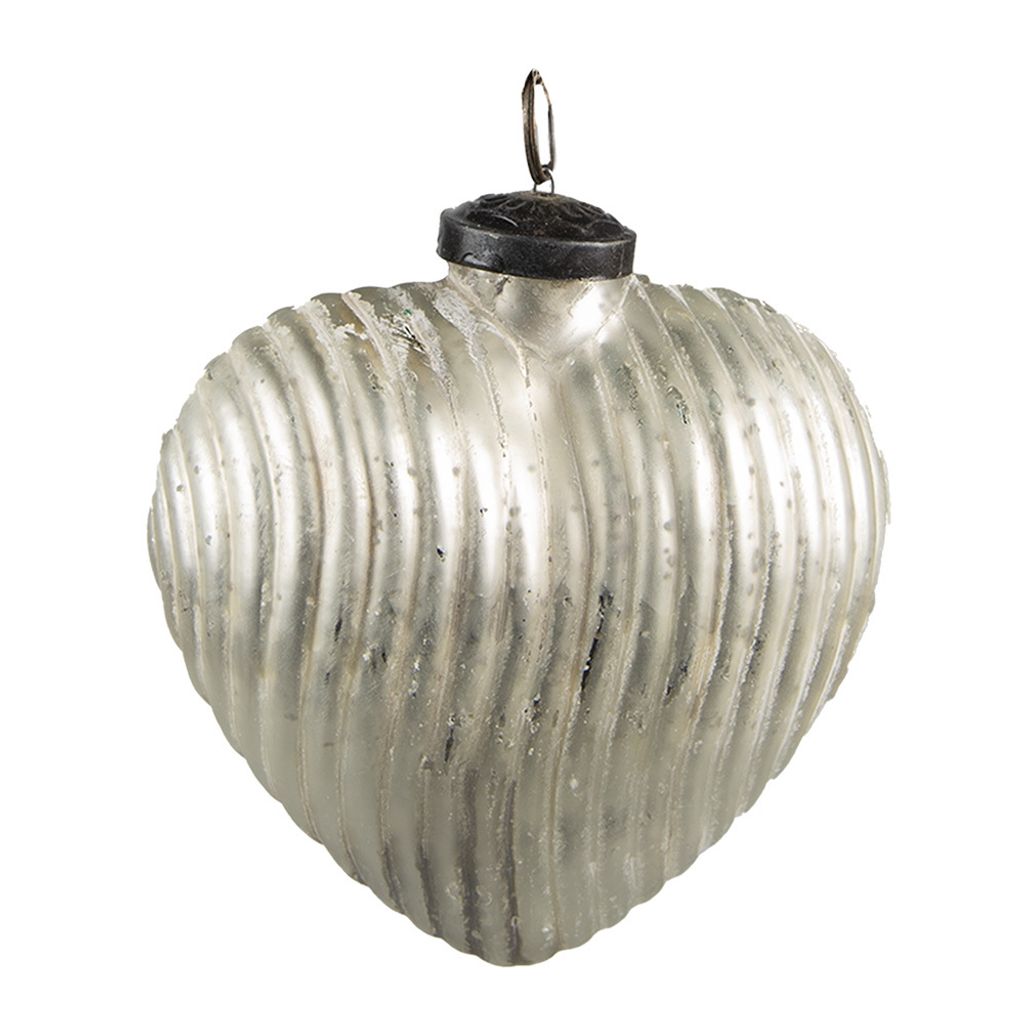 Clayre & Eef Weihnachtskugel 7x4x8 cm Silberfarbig Glas