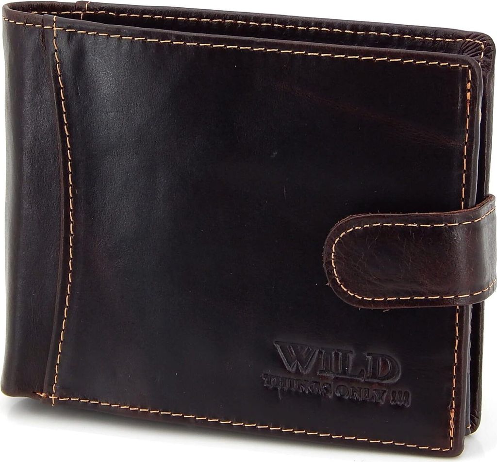 Herren Leder Geldbeutel mit Münzfach – RFID/NFC Schutz Geldbörse, Portemonnaie, Wallet für Männer (Braun)