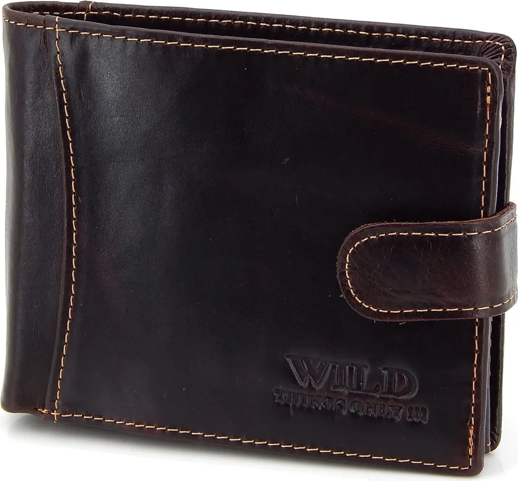 Portafoglio Uomo in Pelle Marrone con Portamonete e Protezione RFID