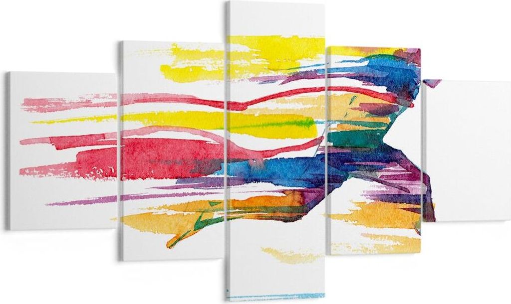 Bild auf Leinwand - Leinwandbild - Run Streifen Spiel Grafik - 125x70cm - Wand Bild - Wanddeko - Leinwanddruck - Bilder - Kunstdruck - Wanddekorati...