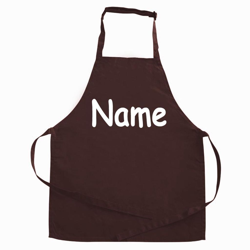Personalisierte Schürze mit NAME bedruckt Kochschürze zum Backen, Kochen, Malen für Kinder und Erwachsene.Farbe:Braun,Größe:7-10 Jahre