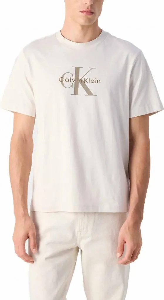 Tee-shirt Calvin Klein Hero Monologo Blanc pour Homme en Coton Premium