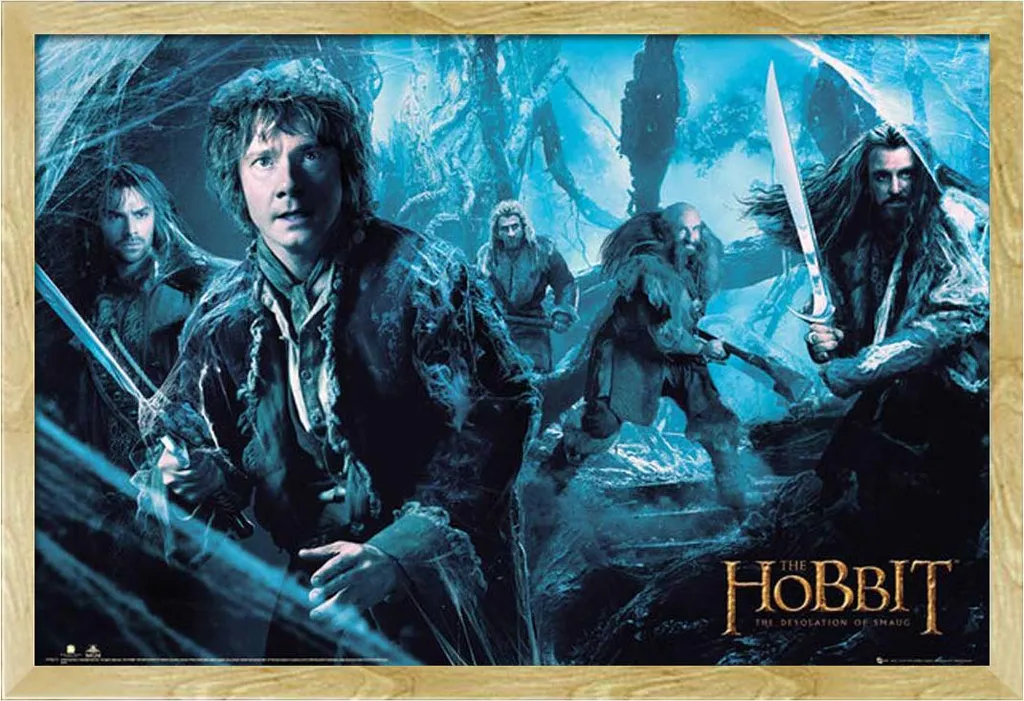 Poster Le Hobbit avec Cadre Amovible Shinsuke® en MDF Hêtre et Acrylique