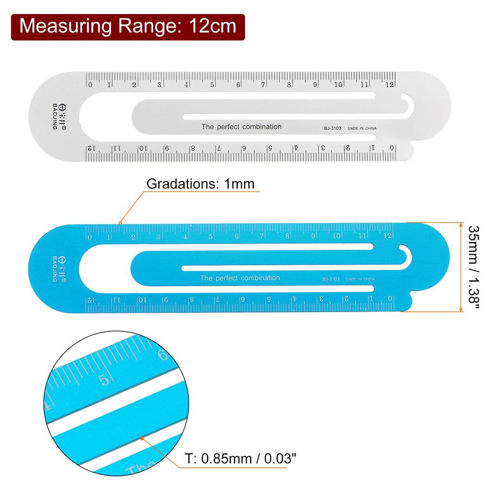 Lineal 12cm Metrische Lesezeichen Clip Lineal Metall Aluminiumlegierung Skala auf beiden Seiten Messwerkzeug zum Messen, Studieren, Lesen, Klassenz...