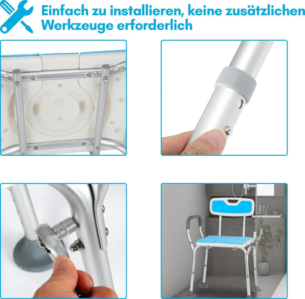 Sedia da Doccia 3-in-1 Jayseuw | Prezzo Offerta Sicurezza Anziani - 4