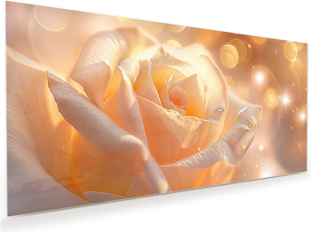 Glasbild 60x30cm in XXL für Wohnzimmer, Schlafzimmer Motiv Leuchtende Blüte