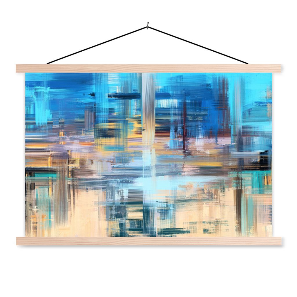 MuchoWow Textilposter Ölfarbe - Abstrakt - Malerei 120x80 cm mit holzfarbenen Rahmen - Aufhängeset